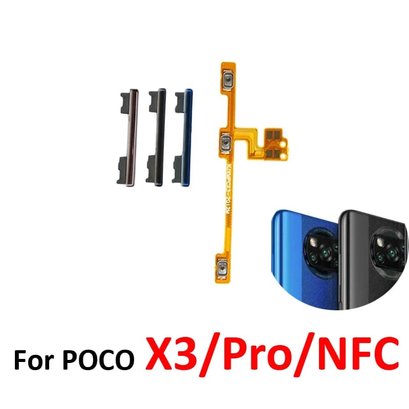 For Xiaomi Poco Pocophone X3 NFC X3 Pro Volume Button Up Down Side Key Internal Power Control Flex Cable Repair Parts