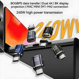 240W Magnetic USB Type C Adapter 80Gbps OTG 8K Video Fast Charging Converter for iPhone 17 16 15 14 13 Laptop Monitor Macbook