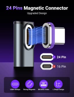 AUFU USB4.0 Magnetic Adapter 24Pin 240W USB C To Type C 40Gbp Fast charge USB C Female Converter 8K USB OTG Adapter Thunderbolt3