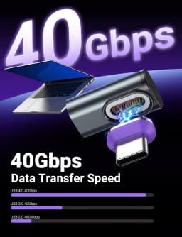AUFU USB4.0 Magnetic Adapter 24Pin 240W USB C To Type C 40Gbp Fast charge USB C Female Converter 8K USB OTG Adapter Thunderbolt3