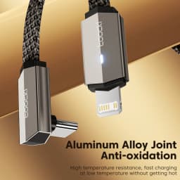 Toocki Type C To Lighting Cable 90° Elbow LED Indicator Aluminum Alloy USB Cable For iPhone 14 13 12 Pro Max Xs Xr 8 7 Plus iPa