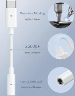 1PCS USB-C to 3.5mm Audio Headphone Adapter - HiFi Compatible with Apple iPhone 17 16 15 SamsungType C to Cord Jack Dongle