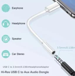 1PCS USB-C to 3.5mm Audio Headphone Adapter - HiFi Compatible with Apple iPhone 17 16 15 SamsungType C to Cord Jack Dongle