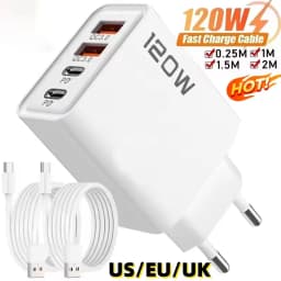 New 120W 4 Port USB Type C Charger Fast Charging Data Cable USB Phone Charger Adapter For Samsung iPhone Huawei Wall Charger