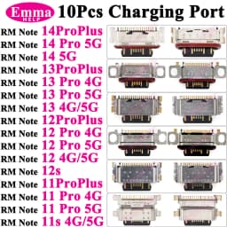 10Pcs Charging Port Connector USB for Xiaomi Redmi Note 11 12 13 Pro Plus 12s 11s 14Pro 4G 5G 12Pro Charge Dock Jack Socket Plug