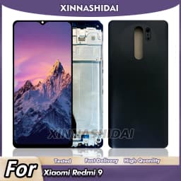 6.53 Inch LCD For Redmi 9 Display Touch Screen Digitizer Assembly with Frame And Battery Cover for Redmi 9 M2004J19G M2004J19C
