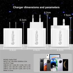 48W 3 Ports USB Fast Charger QC 3.0 PD Type C Wall Adapter EU US UK Plug For iPhone 15 Xiaomi Samsung Huawei For Phone Charging