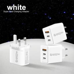 48W 3 Ports USB Fast Charger QC 3.0 PD Type C Wall Adapter EU US UK Plug For iPhone 15 Xiaomi Samsung Huawei For Phone Charging