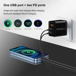 48W 3 Ports USB Fast Charger QC 3.0 PD Type C Wall Adapter EU US UK Plug For iPhone 15 Xiaomi Samsung Huawei For Phone Charging