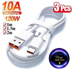 120W 10A Cable Super Fast Charging 1/2/3Pcs USB To Type-C Cable For Android Highspeed Data Transfer For Xiaomi 17 Cable 1/1.5/2M