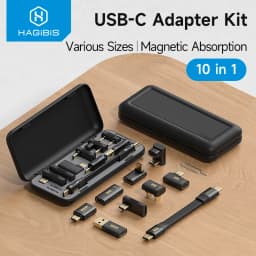 Hagibis USB C Adapter Kit Multifunction USB4 Cable USB Type C Right Angle Adapter 90 Degree Set Storage Case SIM Card Eject Pin