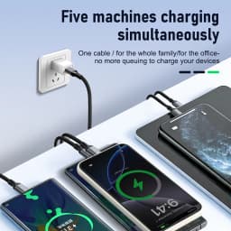 100W USB C to USB C Cable,3 in 1 Multi Fast Charging Cord for Multiple Devices,Compatible with iPhone 17,Galaxy S24,Power Bank