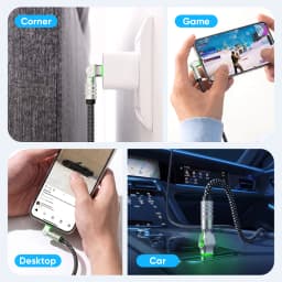 KUULAA 240W Type C Cable Fast Charge 180 Degree Rotation Elbow Cable for Game for Xiaomi Redmi Honor Phone Charger USB C Cable