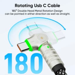 KUULAA 240W Type C Cable Fast Charge 180 Degree Rotation Elbow Cable for Game for Xiaomi Redmi Honor Phone Charger USB C Cable