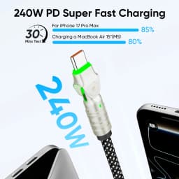 KUULAA 240W Type C Cable Fast Charge 180 Degree Rotation Elbow Cable for Game for Xiaomi Redmi Honor Phone Charger USB C Cable