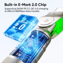 KUULAA 240W Type C Cable Fast Charge 180 Degree Rotation Elbow Cable for Game for Xiaomi Redmi Honor Phone Charger USB C Cable