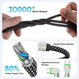 KUULAA 240W Type C Cable Fast Charge 180 Degree Rotation Elbow Cable for Game for Xiaomi Redmi Honor Phone Charger USB C Cable