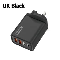 4 Port 120W USB C Fast Charger Station PD QC3.0 Wall Adapter Data Cable For iPhone Samsung Xiaomi Huawei EU US UK Plug Travel