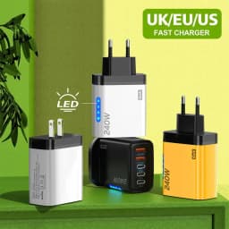 5 Ports USB PD Charger Type C Quick Charge Fast Charging Wall Adapter LED Display For iPhone 16 Samsung Xiaomi Huawei EU US UK