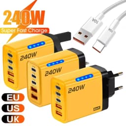 5 Ports USB PD Charger Type C Quick Charge Fast Charging Wall Adapter LED Display For iPhone 16 Samsung Xiaomi Huawei EU US UK