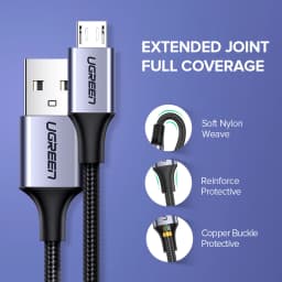 Ugreen Micro USB Cable 2A Nylon Fast Charging USB Type C Cable for Samsung Xiaomi HTC USB Charger Data Cable Mobile Phone Cable