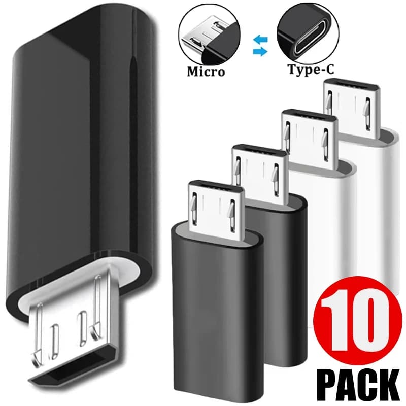 10-1Pcs Type C Male To Micro USB Female Adapter OTG Converter Micro-B To USB-C Connector Phone Charger Cable Adapter For Samsung
