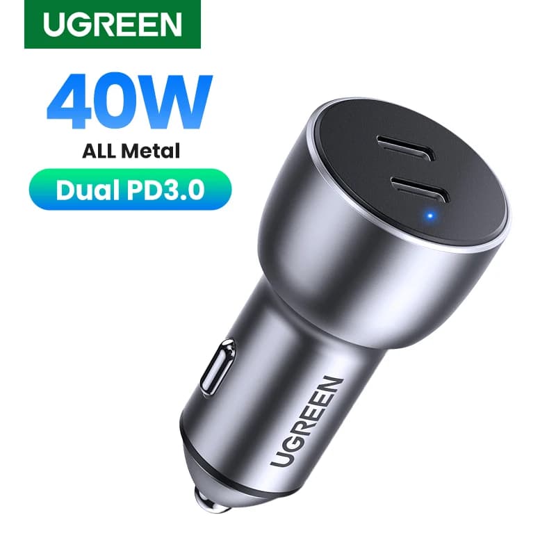 Ugreen 60W Quick Charge 4.0 3.0 QC USB Car Charger for Xiaomi QC4.0 QC3.0 Type C PD 30W Car Charging for iPhone 17 16 15 Charger