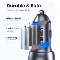 Ugreen 60W Quick Charge 4.0 3.0 QC USB Car Charger for Xiaomi QC4.0 QC3.0 Type C PD 30W Car Charging for iPhone 17 16 15 Charger