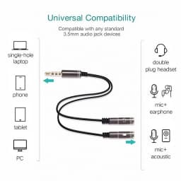 3.5mm Audio Splitter Cable for Computer Laptop Jack 3.5 mm 1 Male To 2 Female Microphone Headphone Y Splitter AUX Cable