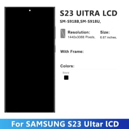 For Samsung S23 Ultra 5G AMOLED LCD Display Touch Screen with Frame Digitizer Replacement Compatible with SM-S918B G918