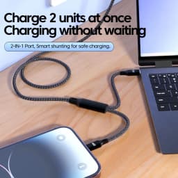 Max PD100W 2 IN 1 Fast Charging USB Type C Cable Mobile Phone Type C to Type C Data Cord For iPhone 16 15 Samsung Tablet Laptop