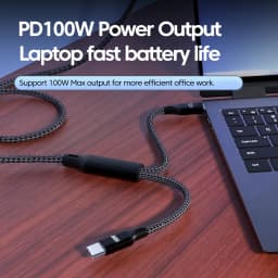 Max PD100W 2 IN 1 Fast Charging USB Type C Cable Mobile Phone Type C to Type C Data Cord For iPhone 16 15 Samsung Tablet Laptop