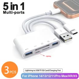 8-in-1 Universal Card Reader USB3.0 Type-C SD/TF Slots Lighting OTG Camera Adapter for Android iPhone iPad External Installation