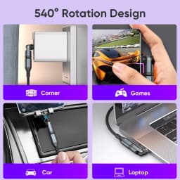 Magnetic Type-C to USB-C OTG Adapter 540 Degree PD3.1 240W Fast Charging 9Pin Magnet USB-C Female Converter For Macbook Samsung