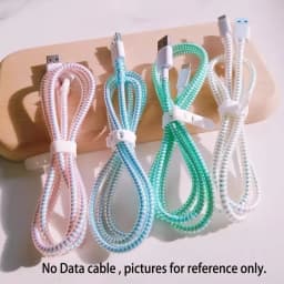 New 1.4M Laser Color TPU Soft Spiral USB Charging Cable Protector for iPhone Samsung Huawei Earphone Cord Line Protection