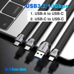 UGOURD USB A to C 10Gbps Cable USB C to Type C USB3.1/3.2 Gen2 Cable Data Transfer USB SSD Hard Disk Cable 60W 0.15m - 3m Flat