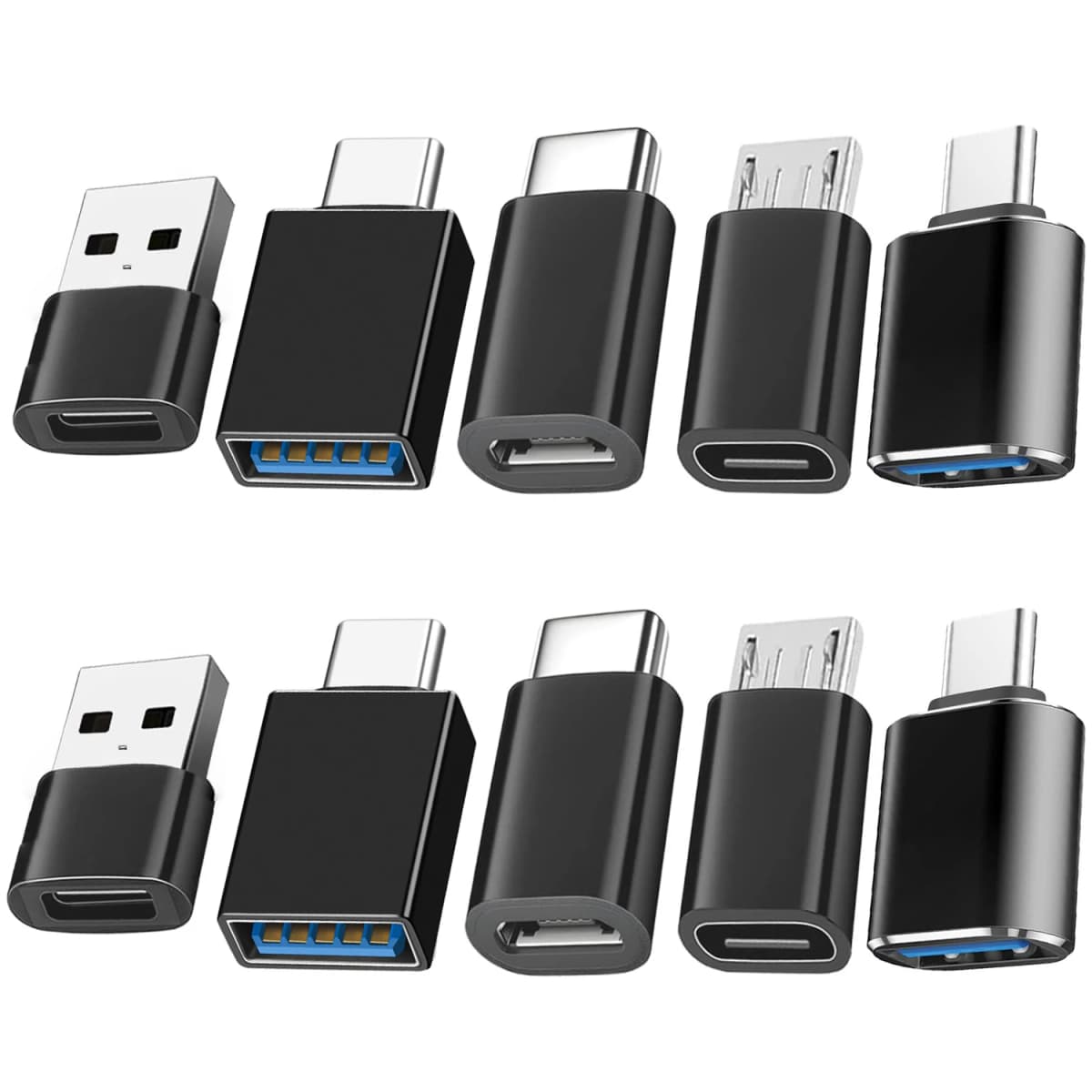 10 Pack USB C Female Adapter Set, USB A to USB C & Micro USB to Type C Converter Compatible with Car Charger, Laptop