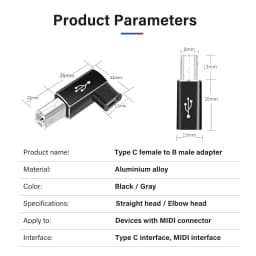 NNBILI USB Type C Female to USB B Male Adapter for Scanner Printer Converter Data Transfer Adapter for MIDI Controller Keyboard