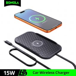 Bonola Silicone Car Wireless Charger Non-Slip Pad for iPhone 18Pro/17/16/15/14/13 Induction Fast Wireless Charging for Samsung