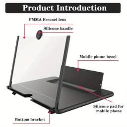 3D HD Phone Screen Amplifier Projector, Foldable Stand for Movies Videos Games, Compatible with All 10 Inch Smartphones