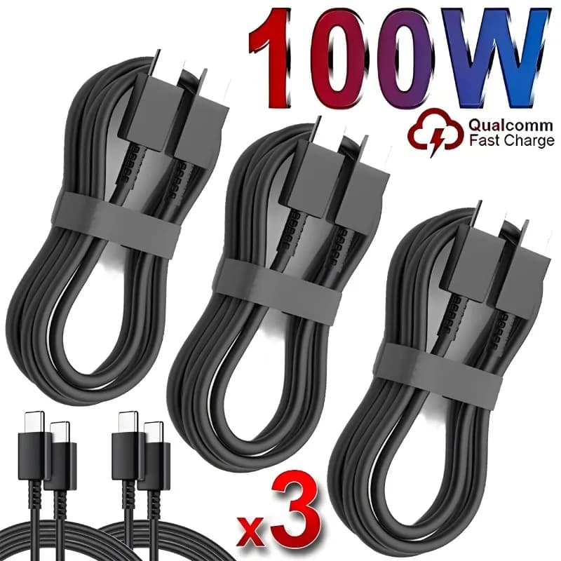 3Pcs PD 100W USB Type C to C Fast Charge Cable for Samsung Galaxy S22 S23 S24 S25 Plus Note Ultra A53 A54 Charging Data Cable