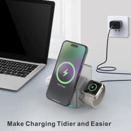 Rotating Qi2 3in1 15w Magnetic Wireless Charger Stand For iPhone 16 15 14 13 12 Max  iWatch Airpods Fast Charging Dock