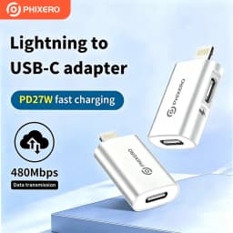 PHIXERO USB C OTG Adapter 27W Charging Data Transfer Audio Compatible For iPhone 14promax, 13, 12, 11 Xs iPad iPod AirPods Table