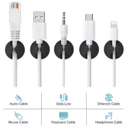 Desktop Cable Clips Portable Adhesive Cable Management Charger Wire Holder Clips Cord Organizers for Home Office Car Nightstand