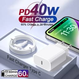 Original PD-40W Type C Quick Charger For Apple iPhone 17 16 15 14 13 12 11 Pro Max 8 Plus Fast Charging Charge Lightnings Cable