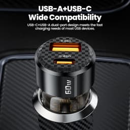 Toocki Transparent USB Type C Car Charger PD QC 3.0 Fast Charging 60W USB C Car Mobile Phone Charger Adapter For iphone Android
