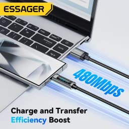 Essager 120W USB Type C Cable PD Super Flash Charging 6A For Xiaomi 14Pro Redmi K70 POCO X6 Black Shark 3Pro LED Digital Display