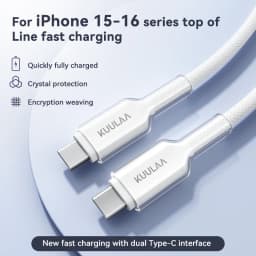 KUULAA USB C Cable to USB Type C Cable Fast Charger Cord PD 60W USBC to Type-C Cable for iPhone16 15 Xiaomi Samsung MacBook iPad