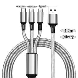 1PC 3 In 1 USB Charger Fast Charging Cable TypeC Micro LIGHTNING Multi Charger Cable for iPhone Huawei Xiaomi Nylon Braided Cord