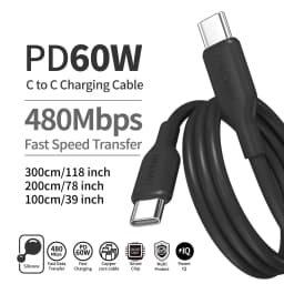 Liquid Silicon USB-Type C To C Fast Charging Cable 60W For Huawei SCP Xiaomi iPhone 15 16 17 Pro Max